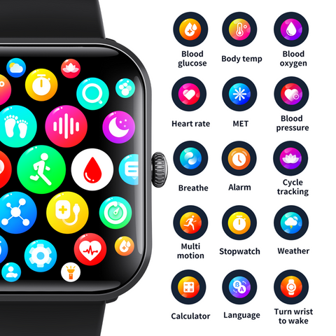 Asins cukura līmeņa glikozes mērītājs Viedais pulkstenis diabēta slimniekiem SOS ārkārtas trauksmes zvans